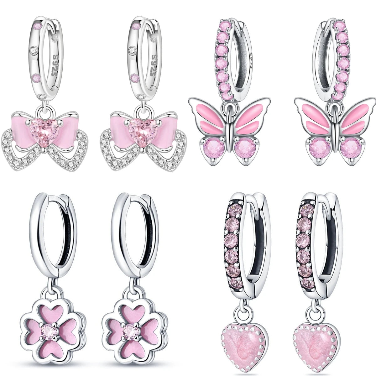 Orstarry 925 Sterling Silver Pink Sweet Bow Drop Earrings | Women’s Original Jewelry Party & Anniversary Gift