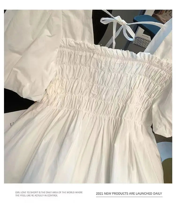 ☀️ Summer 2025 New Square Collar Pleated Short Sleeve Doll Shirt 👚 Women’s Small Size Bubble Sleeve Chiffon Blouse Top 🌸