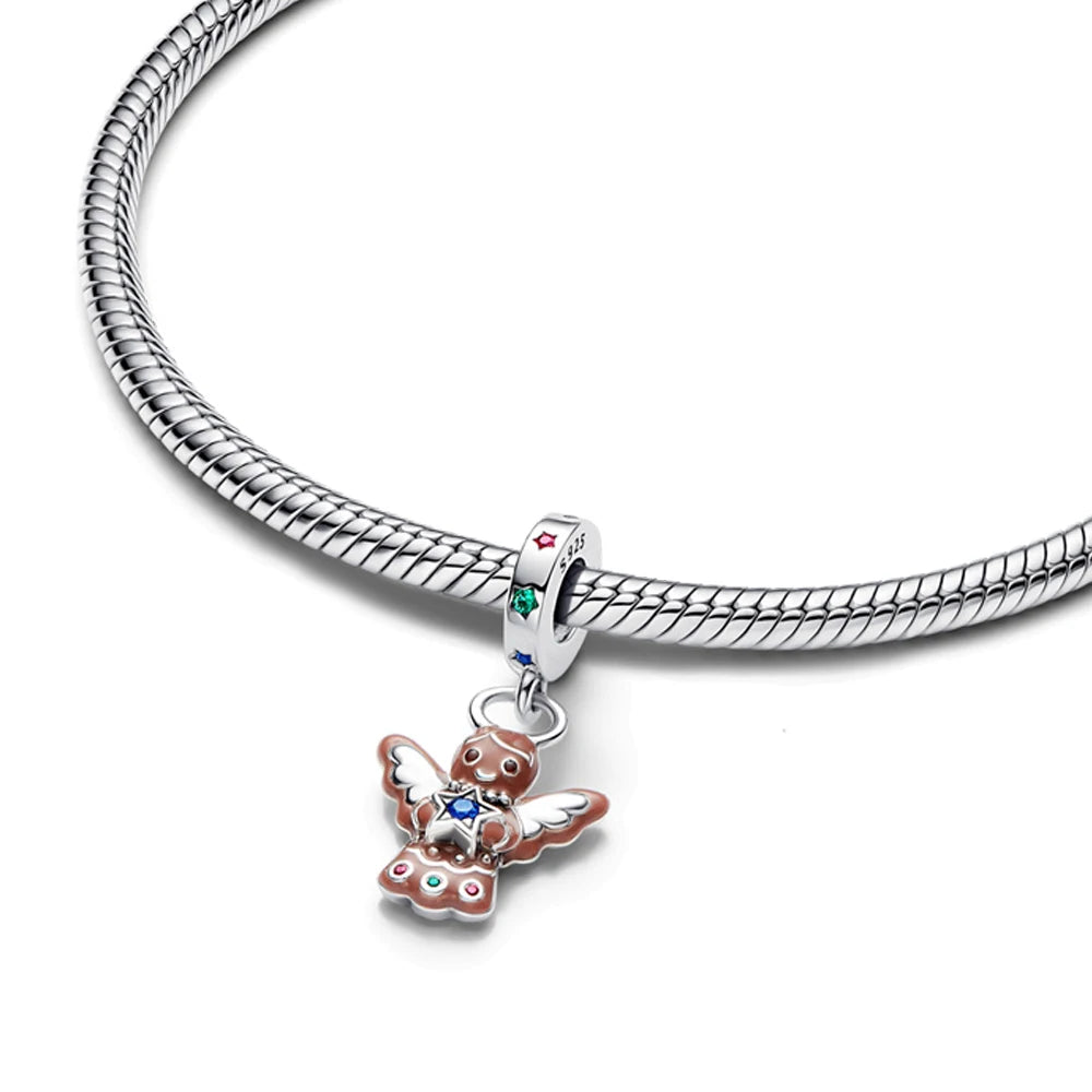 Sparkling Christmas Butterfly Bell Moon Charms | 925 Silver Beads Fit Original Pan Bracelet | DIY Women Jewelry New Year Gift