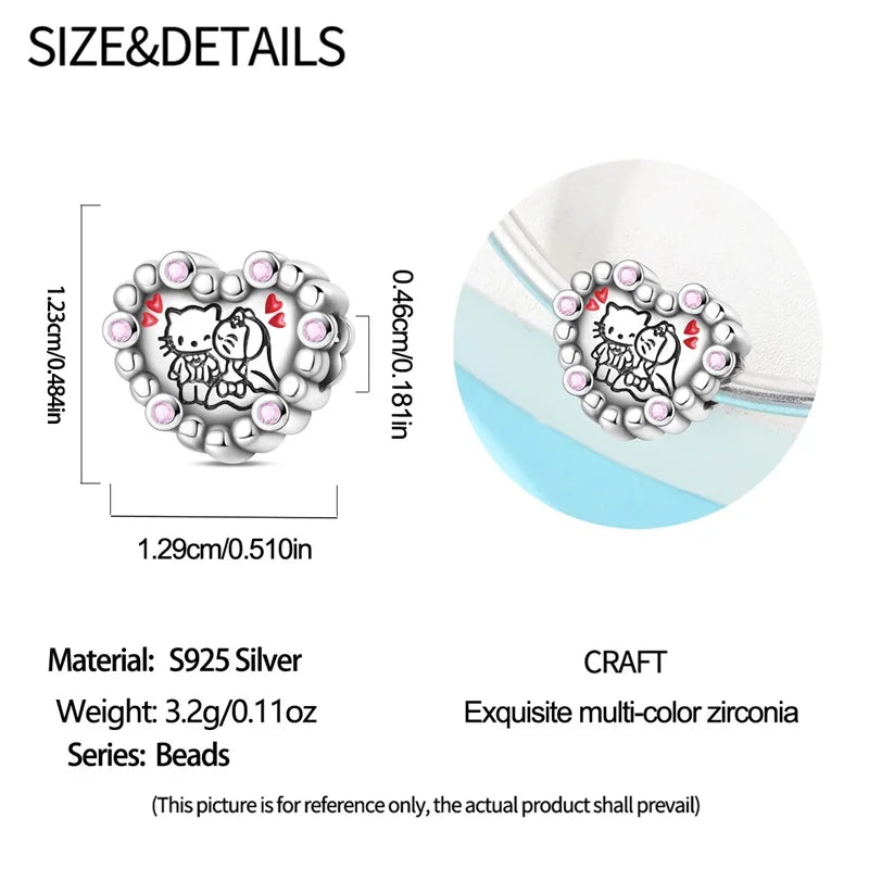 100% 925 Sterling Silver Heart Family Charms with Pumpkin & Pave Zircon Pendant – Fits Original Bracelet DIY Jewelry Gifts