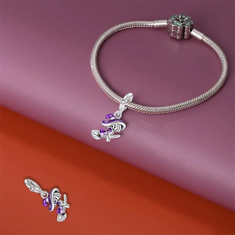 925 Sterling Silver Halloween Luminous Skull & Pumpkin Charms | Fits Original Pandora Bracelet | Party DIY Jewelry Gift