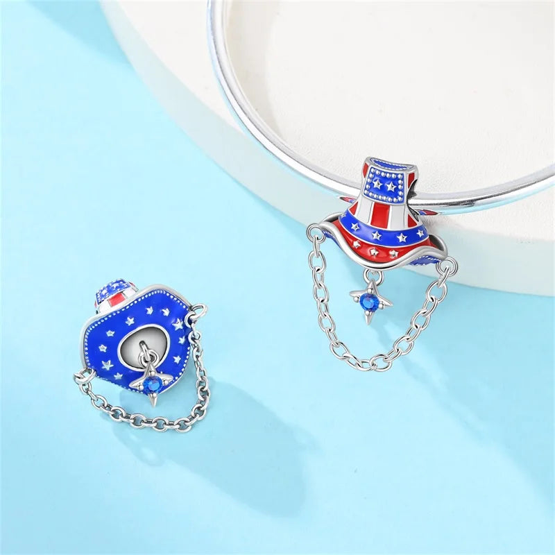 Original 925 Sterling Silver Luminous Lantern & Magic Cat Charm Bead | Glowing Angel Jungle Pendant for Bracelet Jewelry