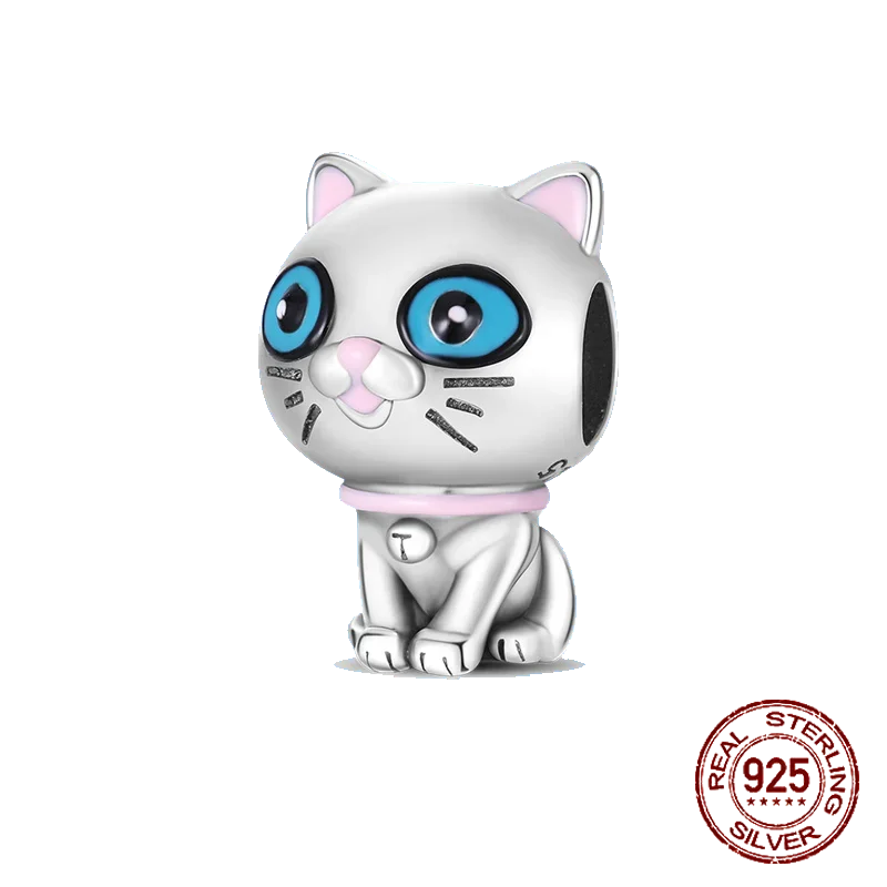 925 Sterling Silver Number & Puppy Family Beads Pendant | Fit 4mm Hole Bracelets