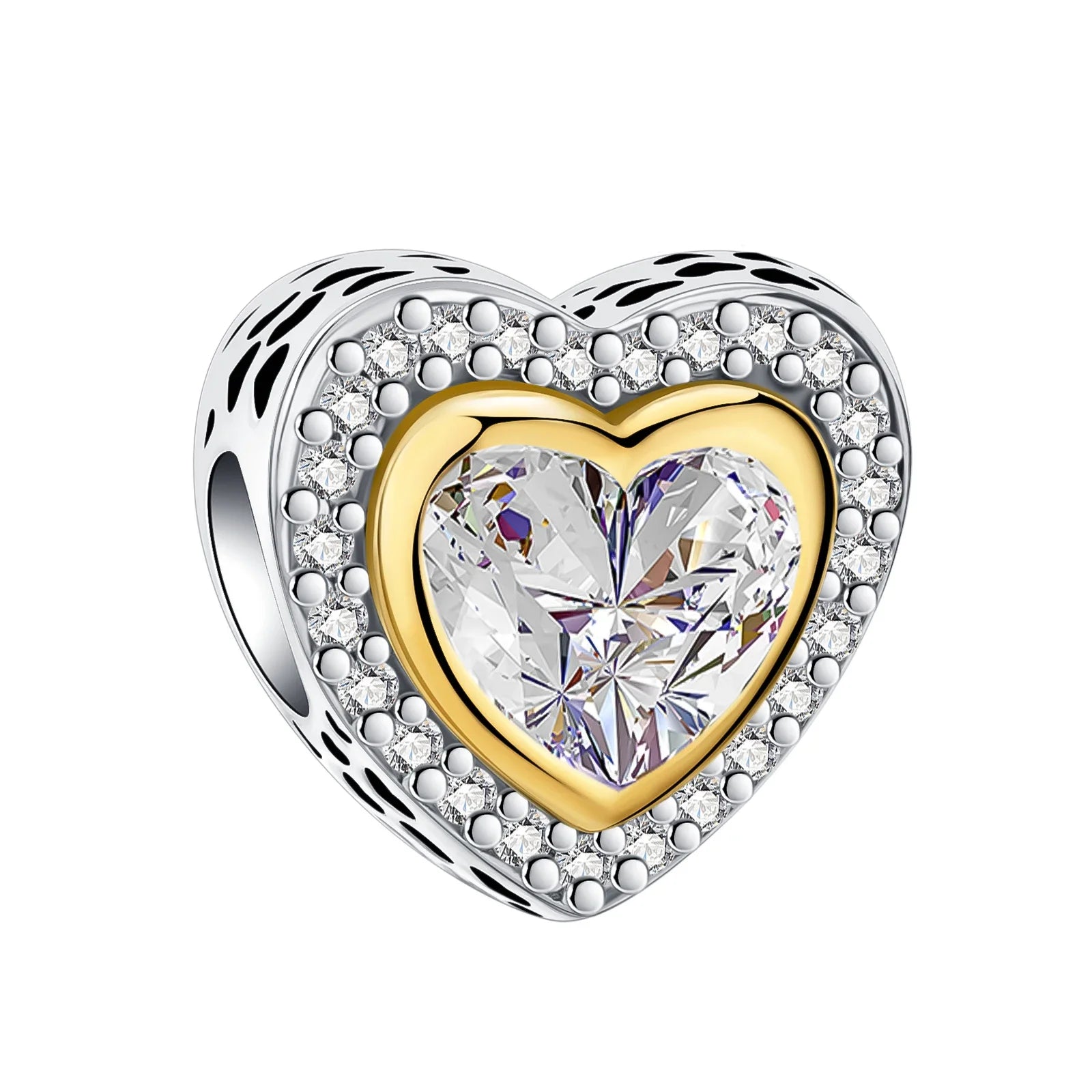 925 Sterling Silver Golden Heart Lock & Birthday Candle Charm | Fit Original Pandora Bracelet DIY Jewelry