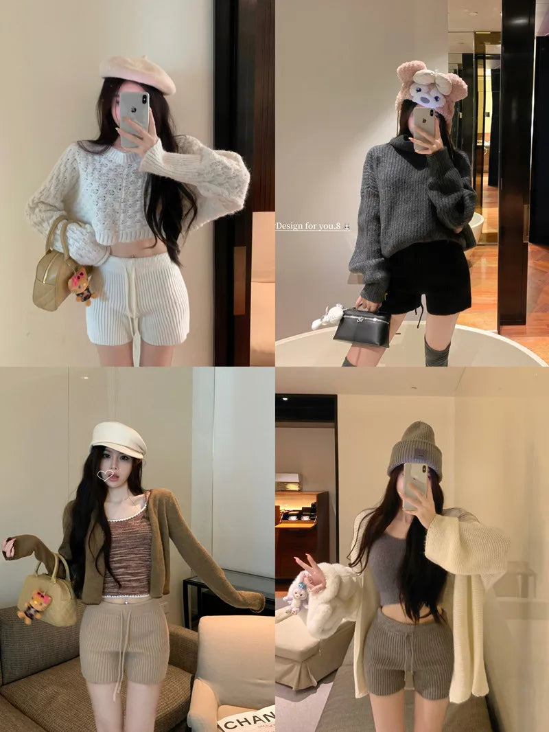 High Waist Knitted Wool Wide-Leg Pants for Women – Autumn Casual Straight Bootcut Trousers