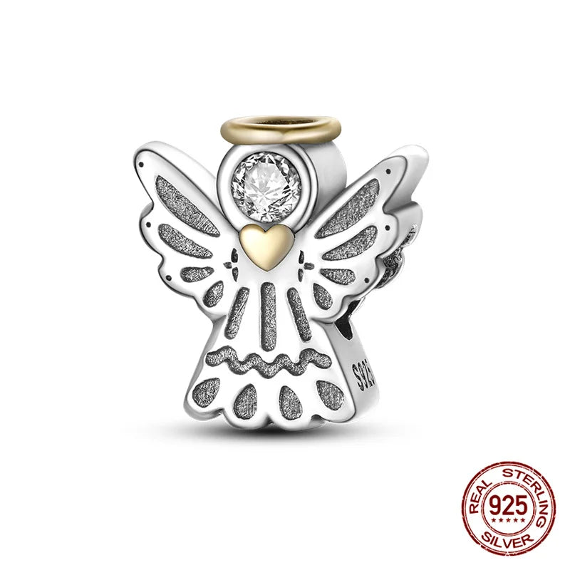 Hot Bible Cross Pink Zircon Charm – 925 Sterling Silver DIY Bracelet for Women