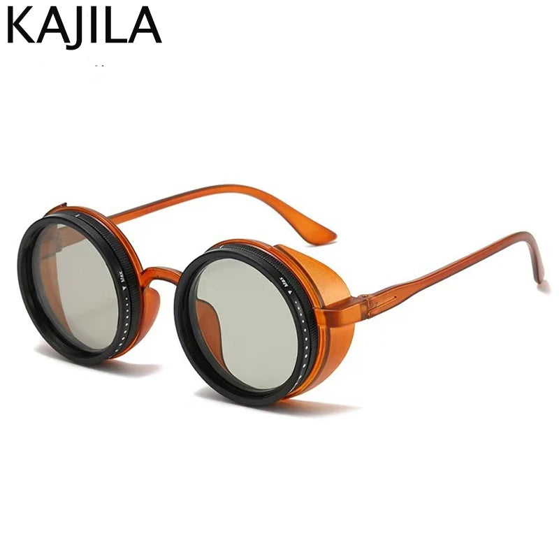Polarized Adjustable Dimming Round Punk Sunglasses for Men – 2025 Luxury Brand Vintage Steampunk Sun Glasses | UV400 Shades