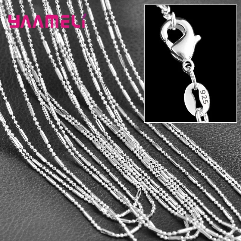 5PCS Authentic 925 Sterling Silver Chain Necklaces | Solid Silver Chains with Lobster Clasps for Men & Women 16–30 Inch