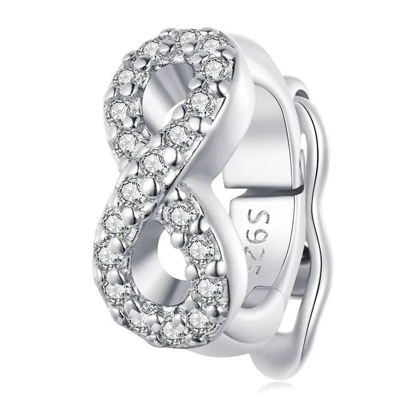 BISAER 925 Sterling Silver Clip Spacer Charm – Star & Cross Stopper Bead Fit Pandora Bracelet DIY Women’s Jewelry