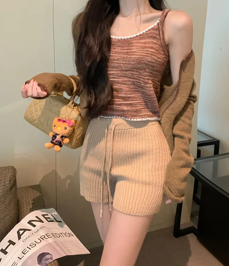 High Waist Knitted Wool Wide-Leg Pants for Women – Autumn Casual Straight Bootcut Trousers