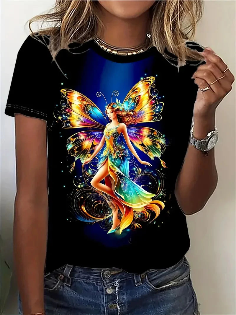 Summer Fairy Tale Princess Elf 3D Print Women’s T-Shirt – Harajuku Y2K Casual O-Neck Tee 👕✨