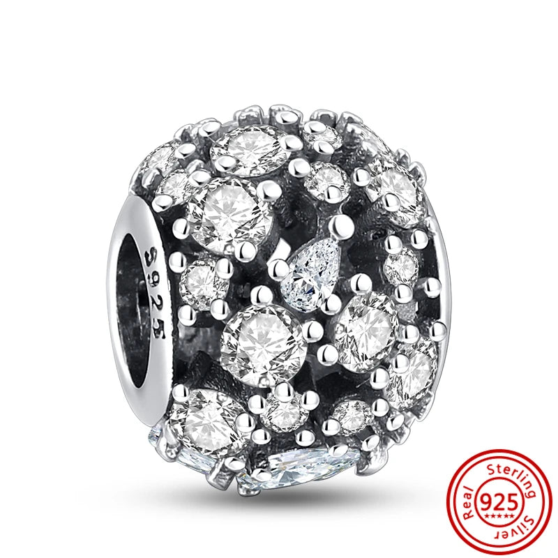 925 Sterling Silver Heart Pave Zircon Family Tree Charm | Fits Original Bracelet Women’s Luxury Jewelry Gift