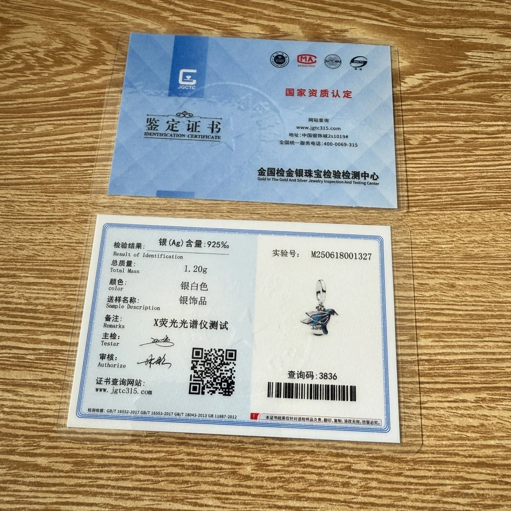 925 Sterling Silver Hummingbird & Swallow Pendant Charm | Fits Original European Bracelet DIY Women Jewelry