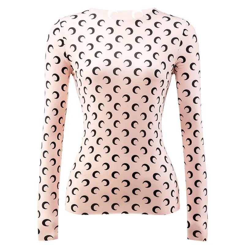 Spring Autumn Women’s Long Sleeve Ice Silk T-Shirt – Sun Protection Printed Mesh Base Layer Casual Top 🌿✨
