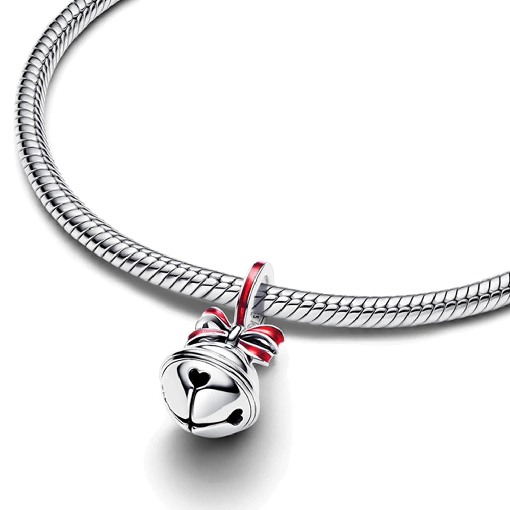 Sparkling Christmas Butterfly Bell Moon Charms | 925 Silver Beads Fit Original Pan Bracelet | DIY Women Jewelry New Year Gift