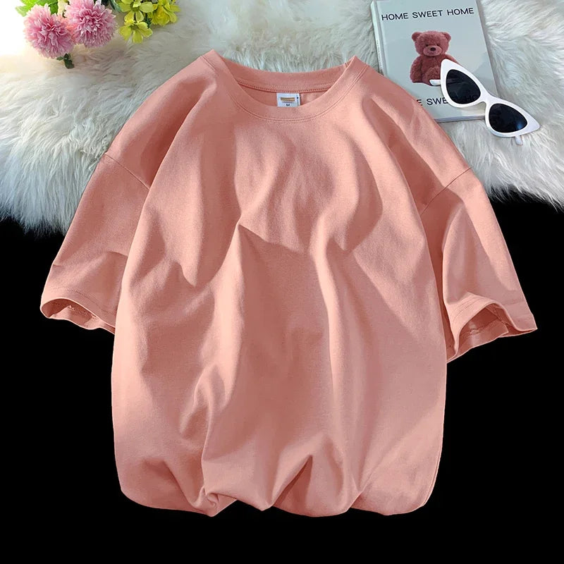 LEGIBLE 2025 Summer Women’s Cotton T-Shirt – Loose Solid Oversized O-Neck Tee 👕✨