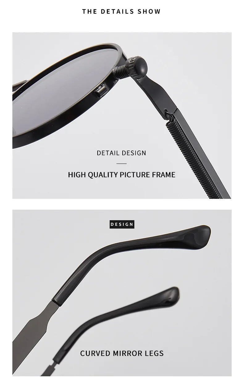 Retro Men Punk Style Sunglasses – Colorful Round Metal Frame Women Fashion Sun Glasses UV400 Oculos De Sol
