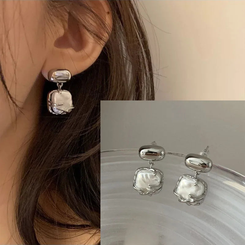 VENTFILLE 925 Sterling Silver Asymmetric Lava Earrings – Women’s Hip Hop Luxury Jewelry