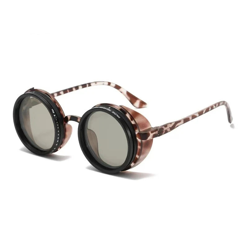 Polarized Adjustable Dimming Round Punk Sunglasses for Men – 2025 Luxury Brand Vintage Steampunk Sun Glasses | UV400 Shades