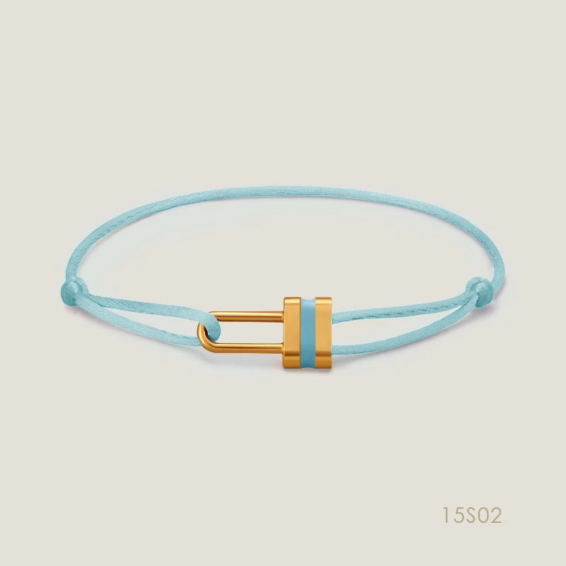 MOONLIGHT Adjustable Silk Rope Lock Charm Bracelet | Unisex Fashion Friendship Jewelry Gift for Women & Men