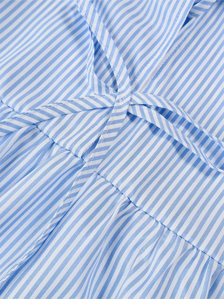 2025 Women’s Casual Striped Tie-Front Long Sleeve Shirt – Loose Fit Everyday Top 👚✨