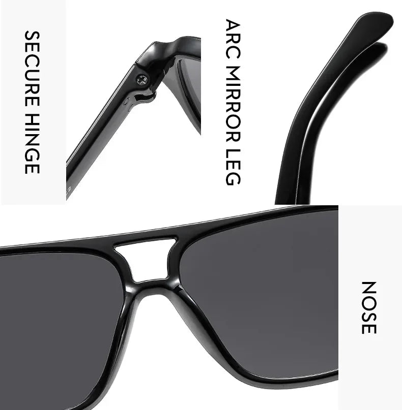 Vintage Double Bridge Yellow Sunglasses for Women – Oversized Square Luxury Shades | Female Pilot Style Eyewear