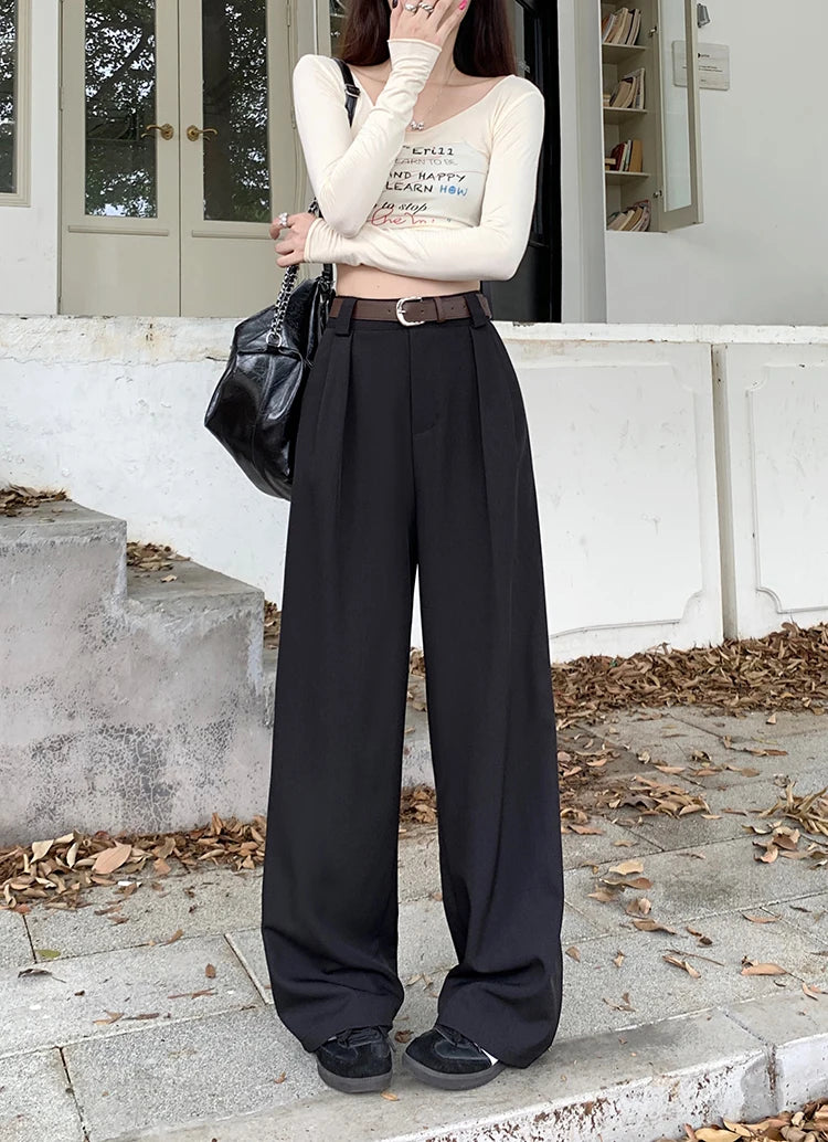High Waist Loose Pants Women – Summer 2025 Retro Casual Drapey Versatile Trousers