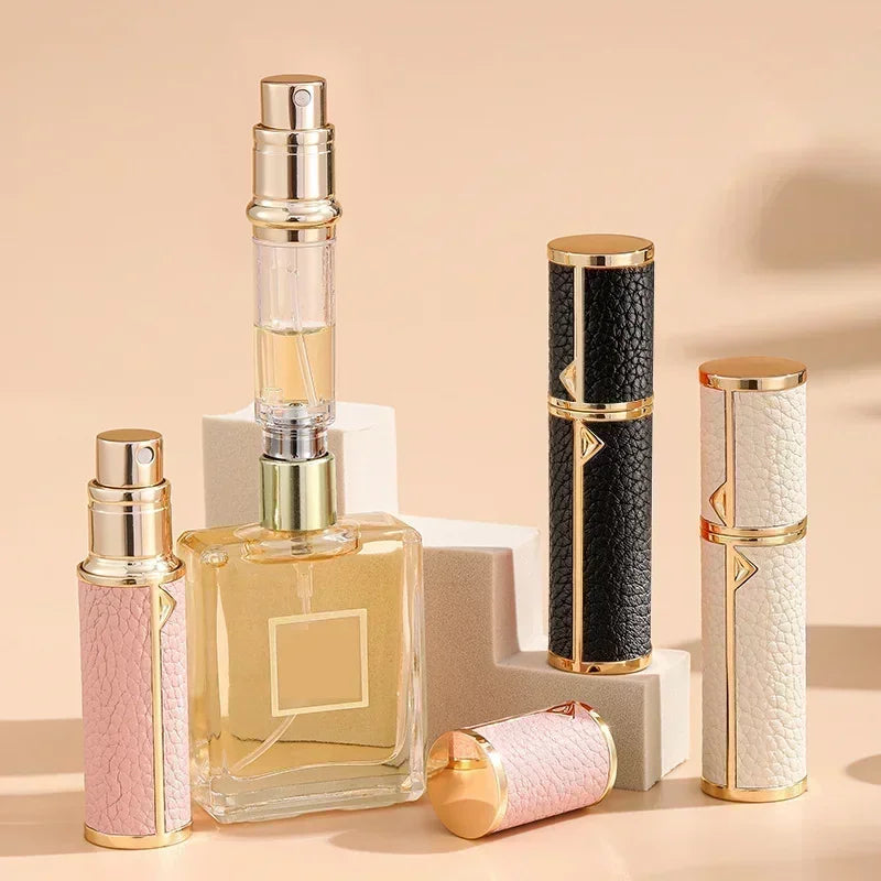 5ML Leather Bottom-Fill Refillable Perfume Atomizer – Travel Cologne Spray Bottle | Fine Mist Spray