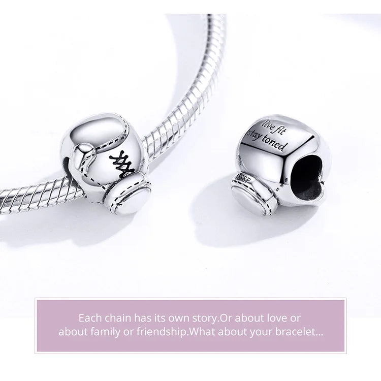 BISAER 925 Sterling Silver Ball Series Charms – Football, Volleyball, Tennis & Basketball Beads Fit Pandora Bracelet DIY Jewelry