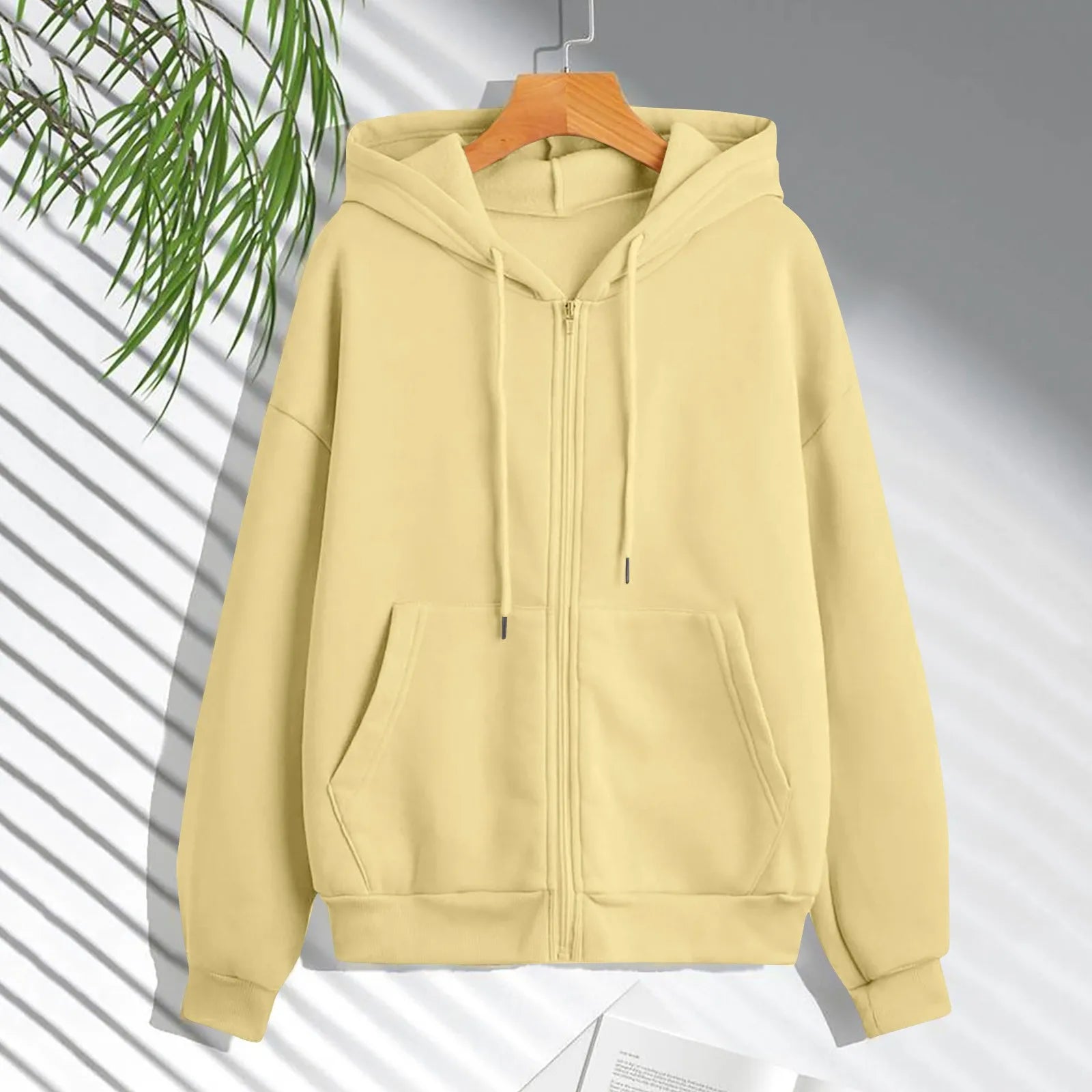 Autumn & Spring Women’s Zip Up Hoodie | Korean Style Casual Drawstring Sweatshirt Cardigan
