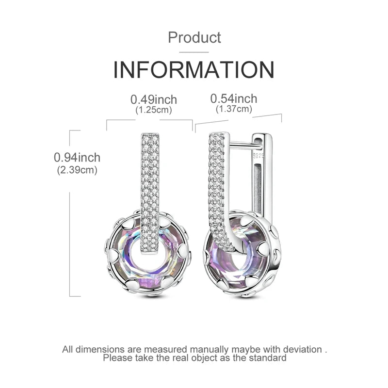 925 Sterling Silver Starlight Crystal Hoop Earrings – Circular Snake Bone Design Women’s Fashion Jewelry Gift