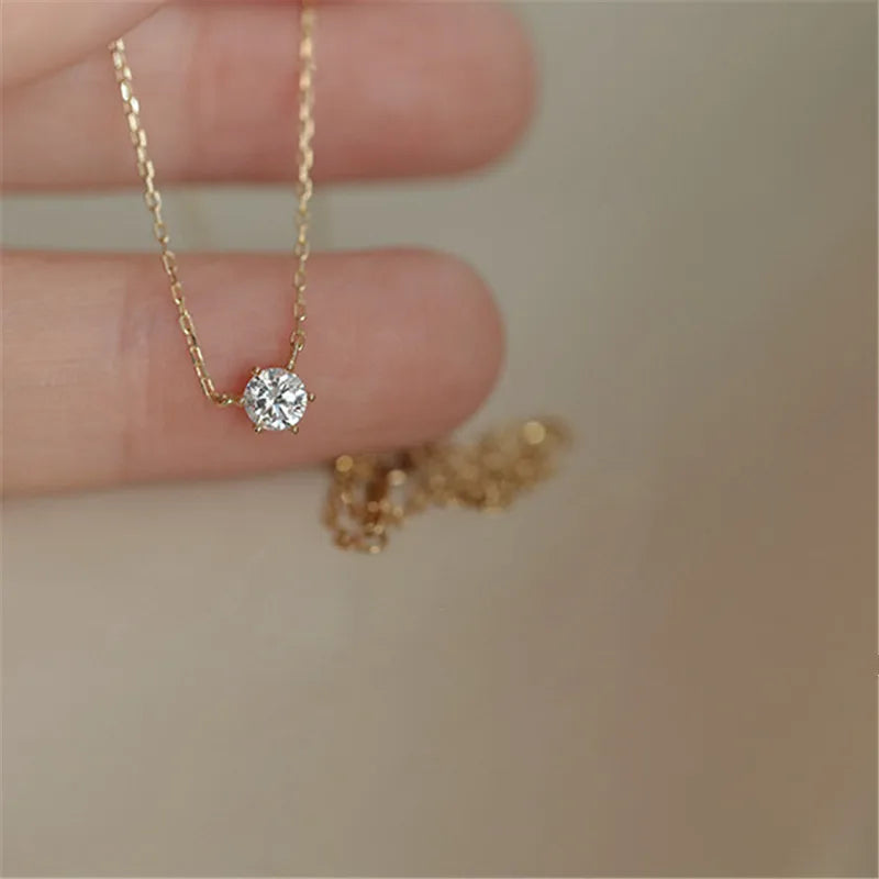 925 Sterling Silver 14k Gold Plated Zircon Clavicle Necklace for Women – Elegant Wedding Jewelry