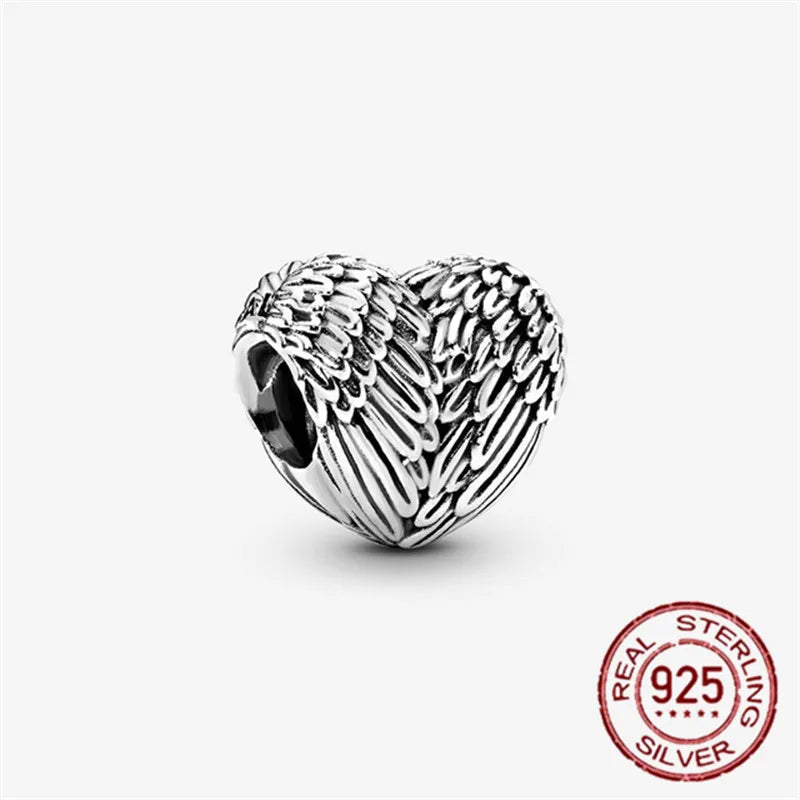 925 Sterling Silver Angel Wings & Swan of Love Heart Charms – Fit Pandora Bracelet DIY Women’s Jewelry Gift