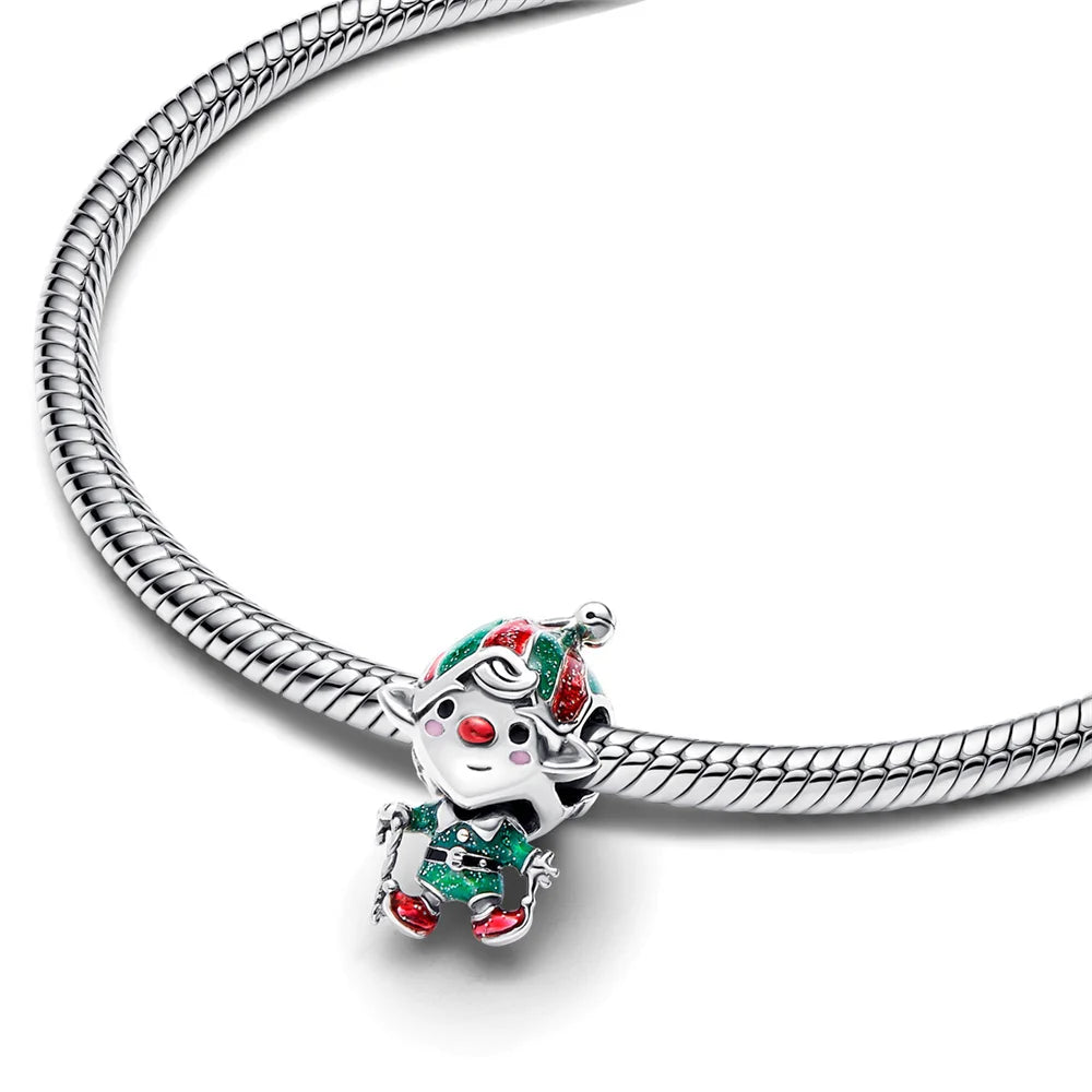 Sparkling Christmas Butterfly Bell Moon Charms | 925 Silver Beads Fit Original Pan Bracelet | DIY Women Jewelry New Year Gift