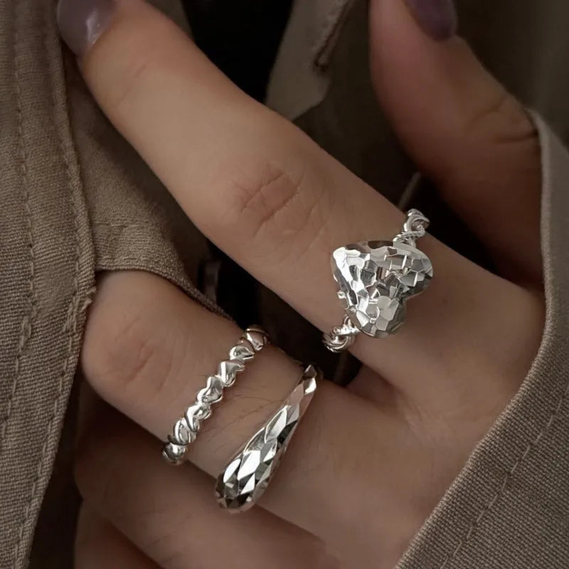 VENTFILLE 925 Sterling Silver Love Heart Ring – Double Layer Irregular Minimalist Women’s Jewelry Gift