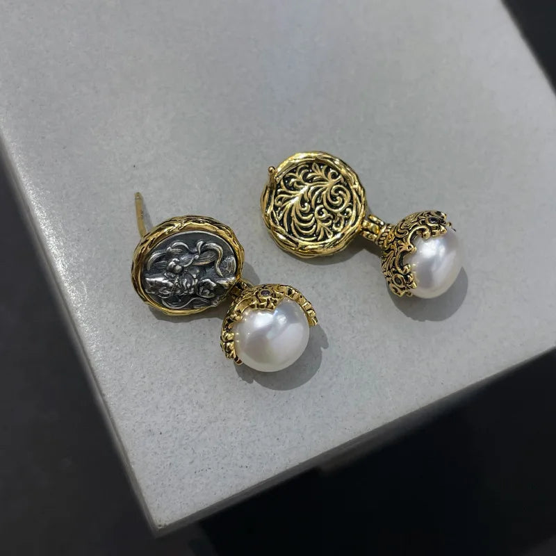 VENTFILLE 925 Sterling Silver Asymmetric Lava Earrings – Women’s Hip Hop Luxury Jewelry