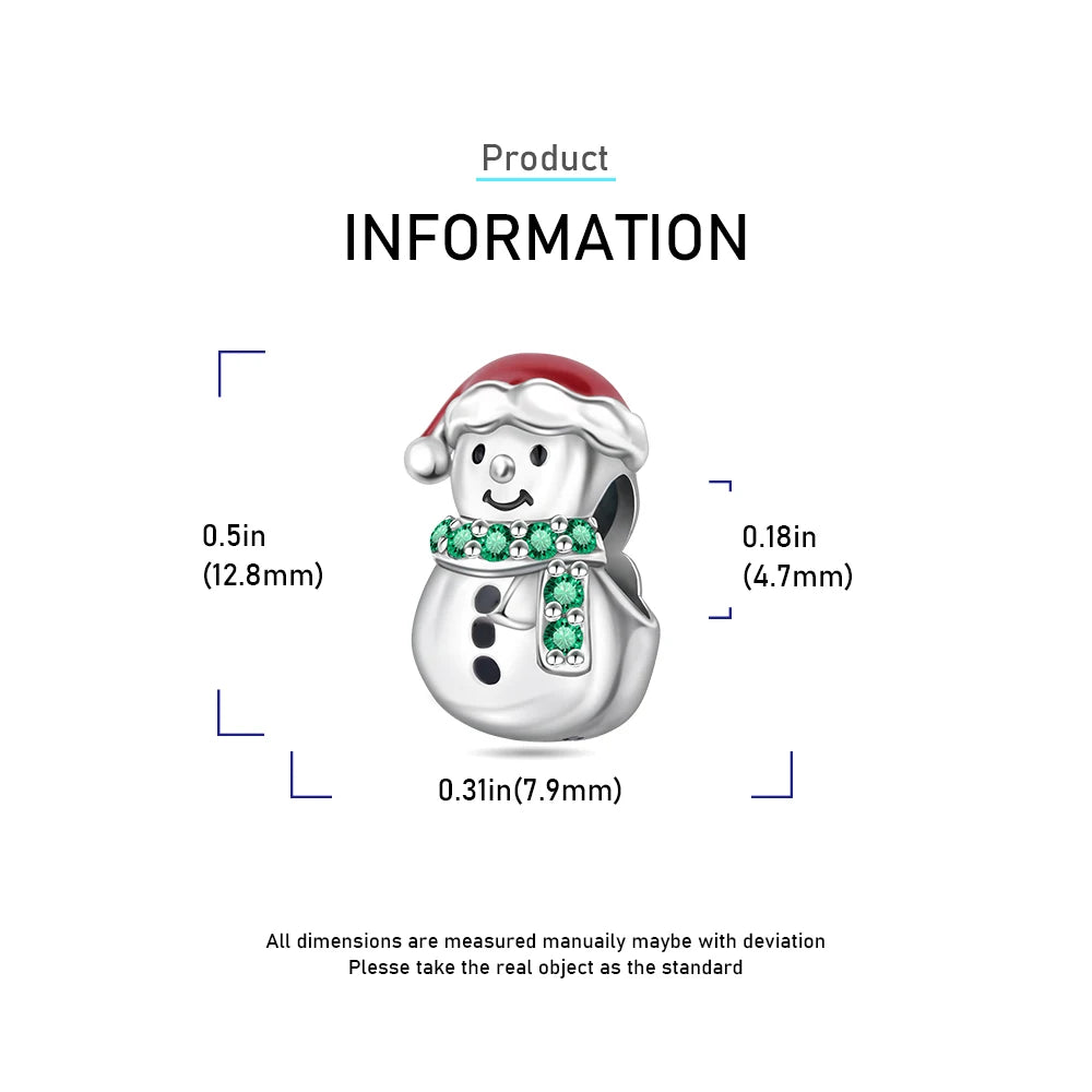 Santa Claus Christmas Snowman Silver Pendant for Women | Fits Original DIY Bracelets | Holiday Love Gift Jewelry