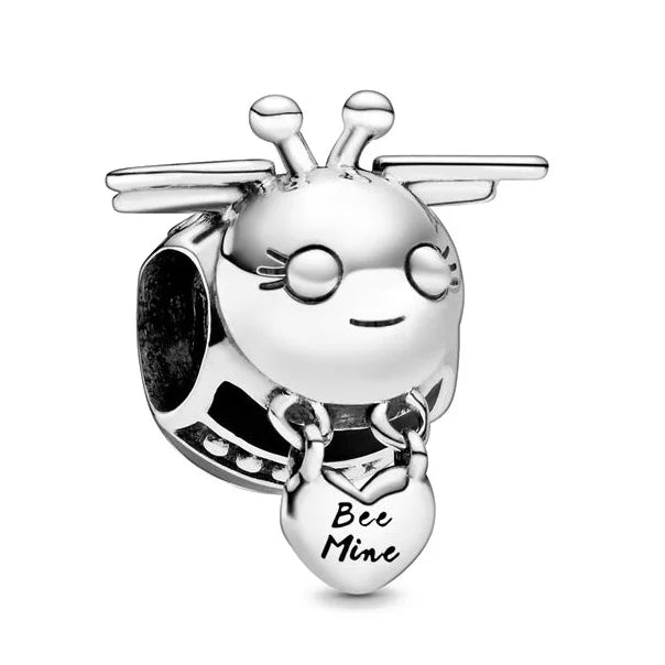 New 925 Silver Sparkling Paw Print & Heart Bee Happy Charm Bead | Fit Pandora Bracelet DIY Women Jewelry
