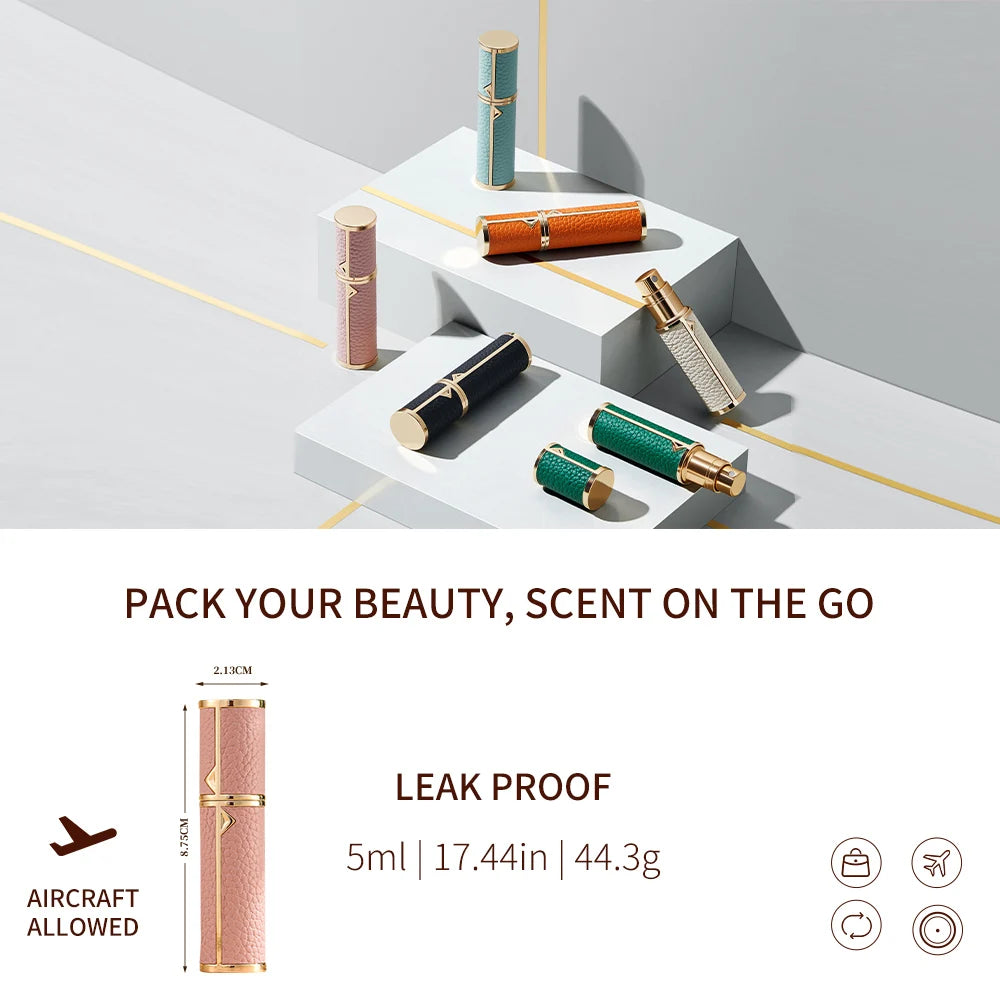 Louischanzl 5ML Leather Perfume Bottle – Refillable Portable Travel Mini Spray Atomizer | Empty Cosmetic Container