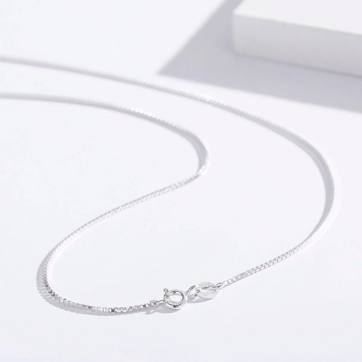 925 Sterling Silver Box Chain Necklace – Thin 1mm Solid Silver Chain for Women, Men & Kids (35–80cm)