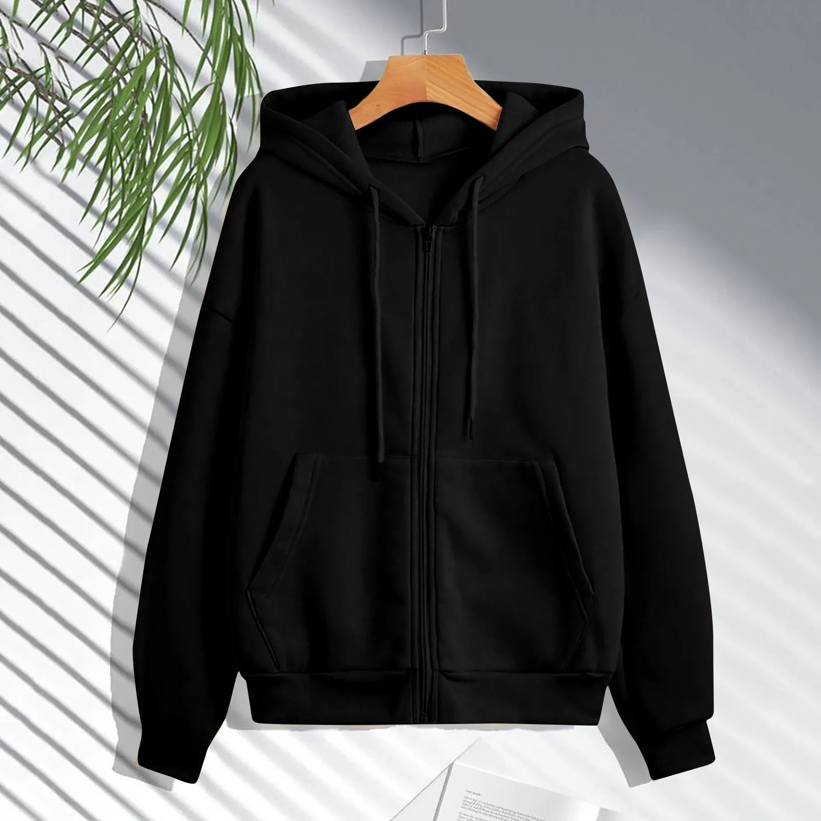 Autumn & Spring Women’s Zip Up Hoodie | Korean Style Casual Drawstring Sweatshirt Cardigan