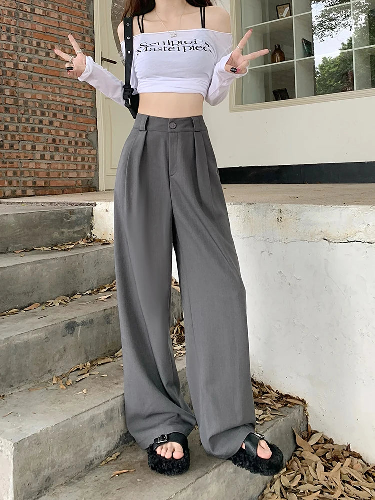 High Waist Loose Pants Women – Summer 2025 Retro Casual Drapey Versatile Trousers