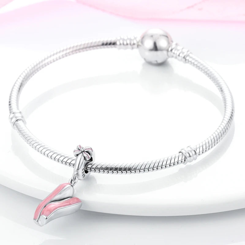 Fit Original Bangle 925 Silver Ballet Dancer Charm | Dancing Shoes Beads Pendant for Bracelet & Necklace DIY Jewelry Gift