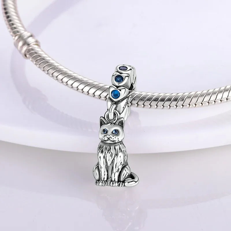 Cat Collection 925 Sterling Silver Charms Bead | Persian Bell & Multifarious Cat Dangle Fit Pandora Bracelet Necklace DIY Jewelry