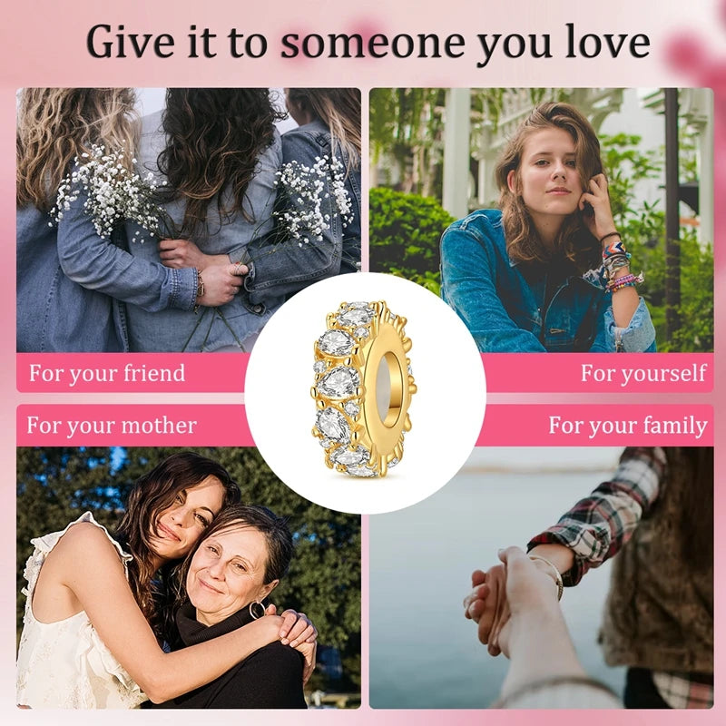 925 Sterling Silver Golden Charms Bow Cross Earth Passport Dangle | Fits Original Bracelet DIY Jewelry Gift for Women