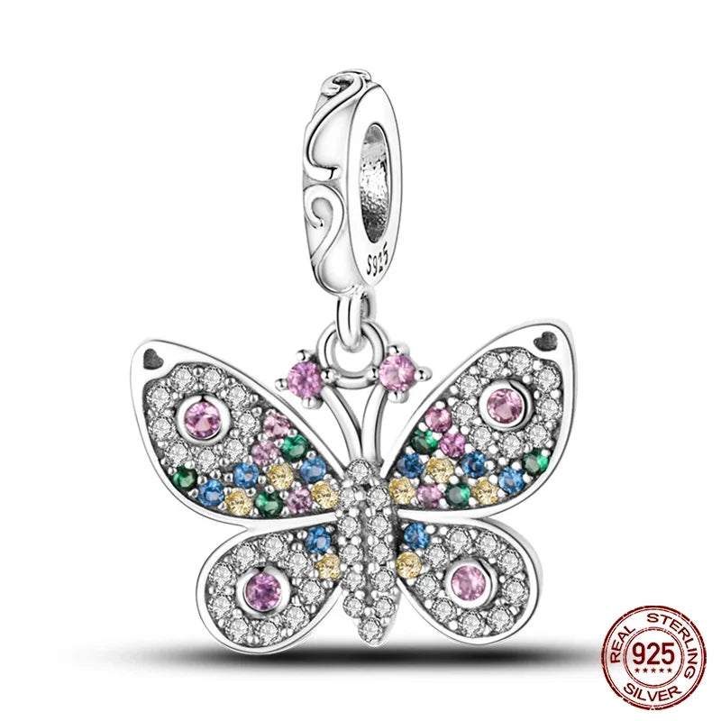 Fashion 925 Sterling Silver Colorful Butterfly Dragonfly Hummingbird Charms – Spring Series Beads Fit 925 DIY Bracelet