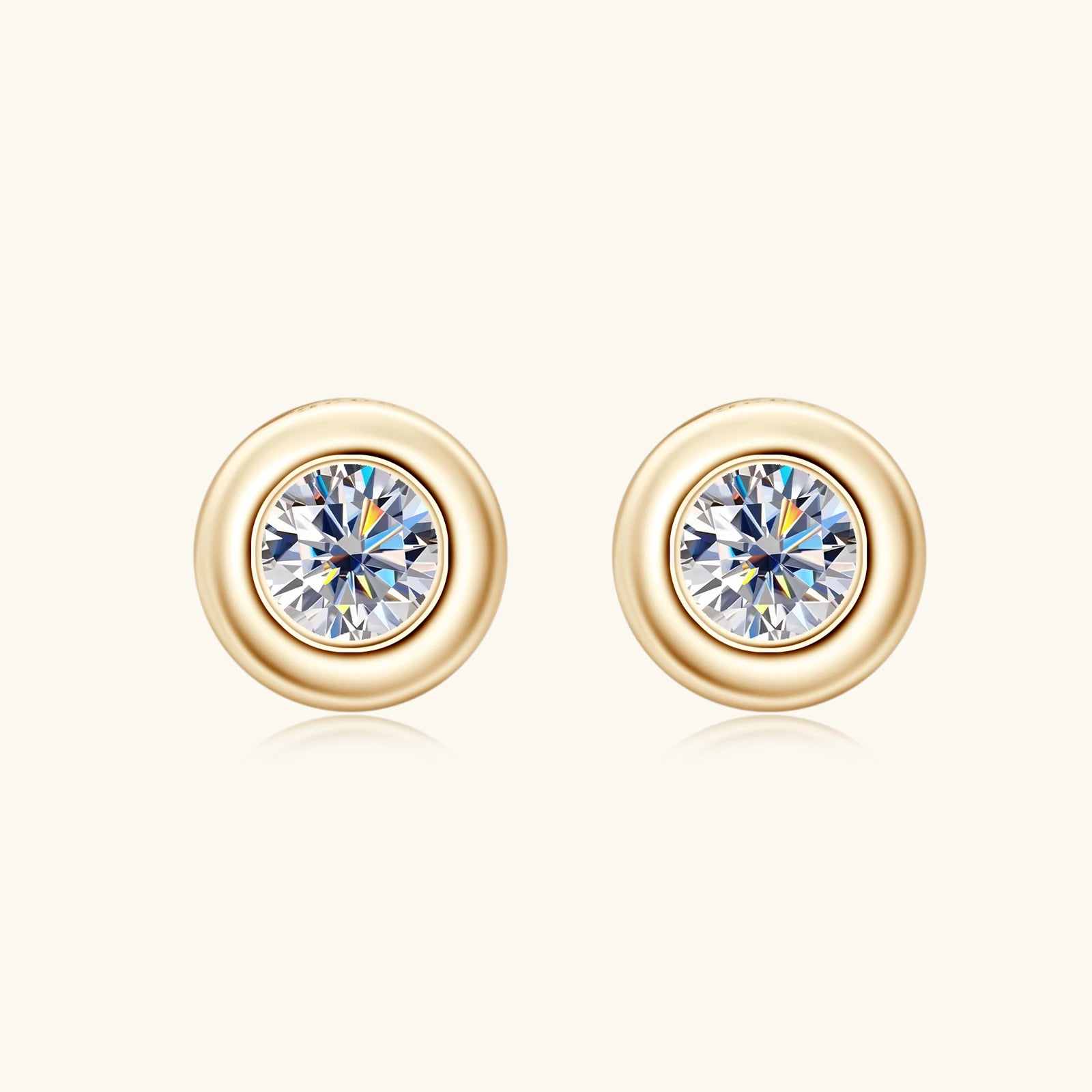 0.2ct Moissanite Bubble Stud Earrings – 925 Sterling Silver 18K Yellow Gold Plated Unisex Jewelry