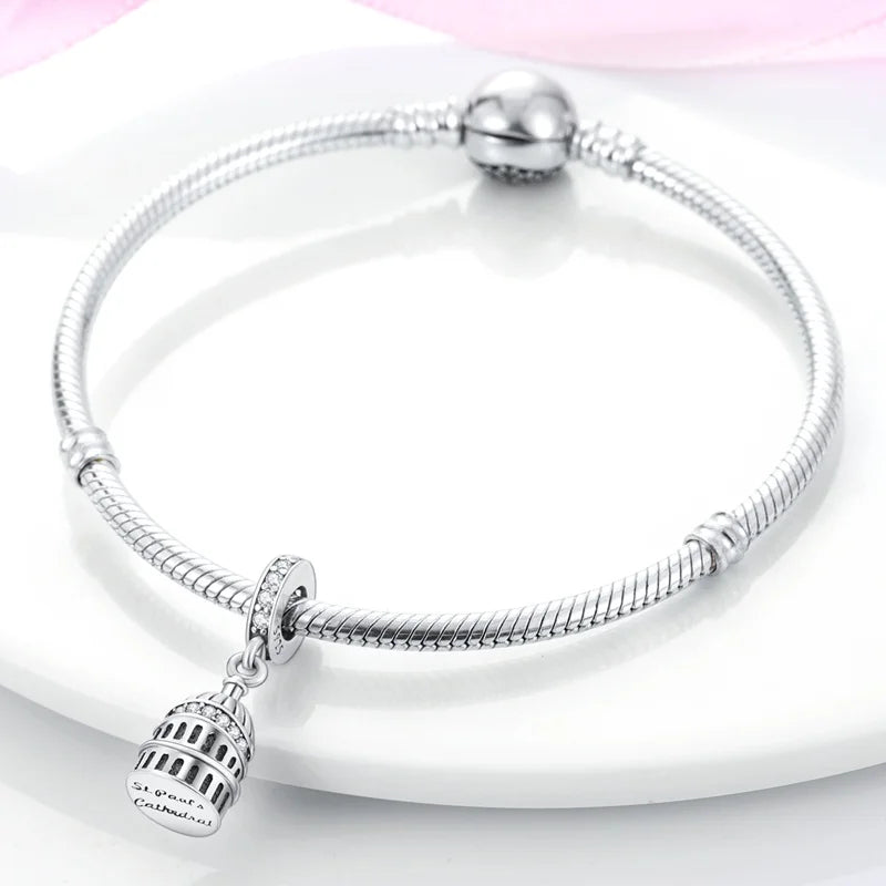 925 Sterling Silver Travel & Luggage Attractions Zircon Charm Beads | Fit Pandora Bracelet