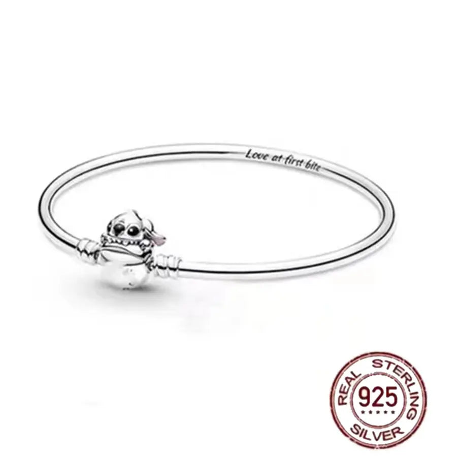 S925 Sterling Silver Crown Mickey Snake Bone Bracelet | Women’s DIY Gift