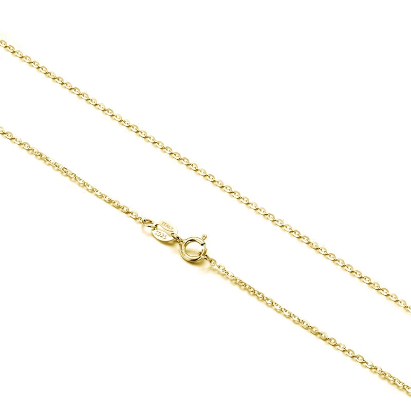 KISS MANDY 14K Gold 925 Sterling Silver 1.0mm Cable Chain Necklace – Handmade Elegant Jewelry for Women SC06
